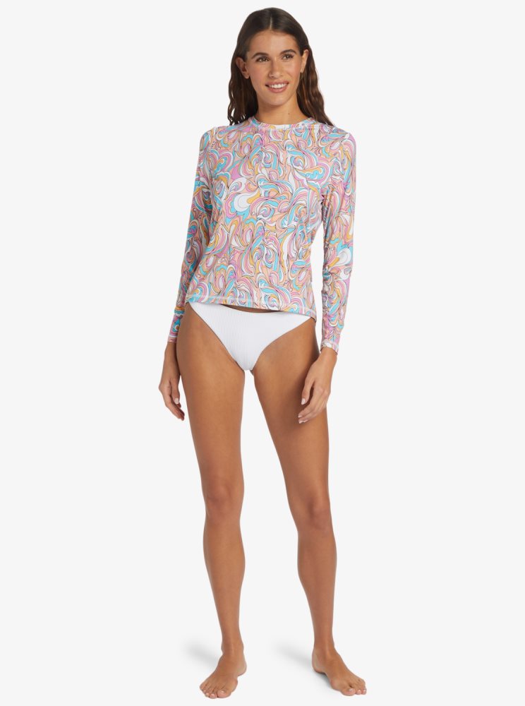 Multicolor Women's Roxy Sea Skippin UPF 50 Long Sleeve Rashguards | USA NUID-14785