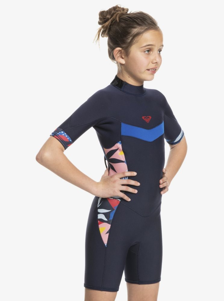 Navy / Blue Kids' Roxy 8-16 2/2mm Syncro Back Zip Wetsuit | USA YOED-92318