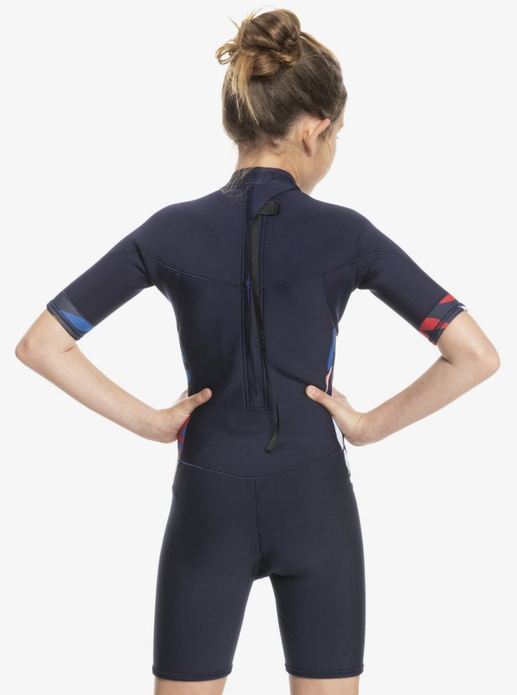 Navy / Blue Kids' Roxy 8-16 2/2mm Syncro Back Zip Wetsuit | USA YOED-92318