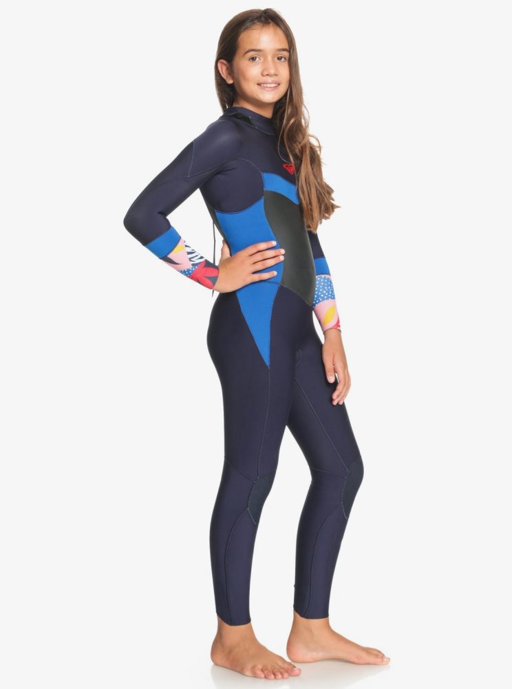 Navy / Blue Kids' Roxy 8-16 4/3mm Syncro GBS L/SL Wetsuit | USA BTRJ-67921