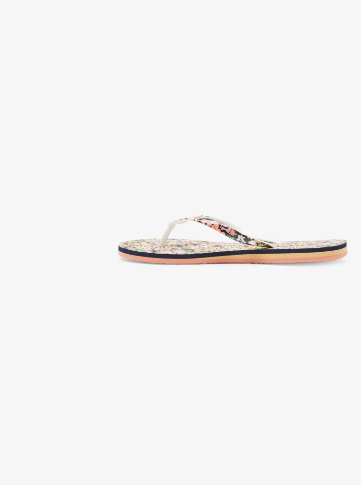 Navy / Green Women's Roxy Portofino Flip Flops | USA HCKY-35074