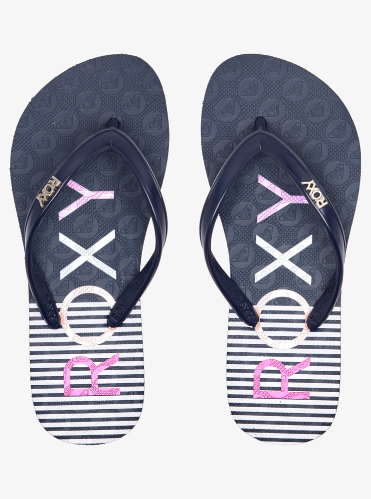 Navy Kids' Roxy 4-16 Viva Stamp Sandals | USA ZRFN-83714