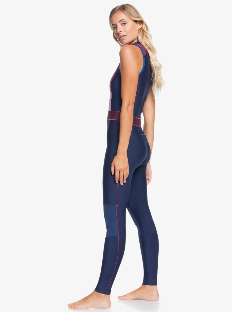 Navy / Red Purple / Dark Red Women's Roxy 1.5mm Rise Collection Long john Wetsuit | USA AXHU-62409