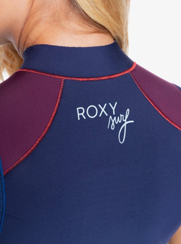 Navy / Red Purple / Dark Red Women's Roxy 1.5mm Rise Collection Long john Wetsuit | USA AXHU-62409