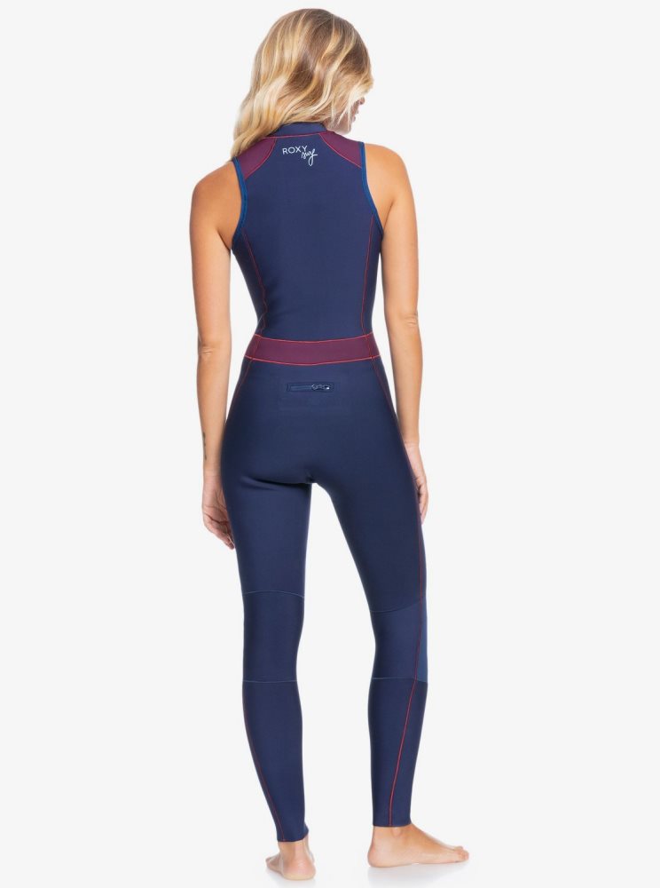 Navy / Red Purple / Dark Red Women's Roxy 1.5mm Rise Collection Long john Wetsuit | USA AXHU-62409