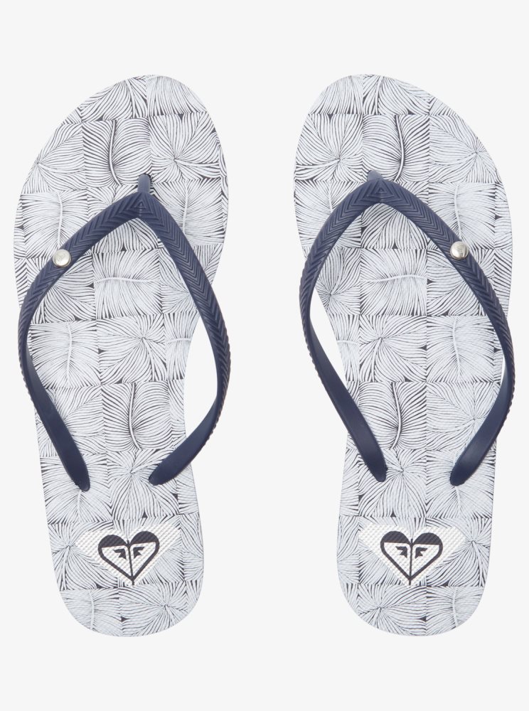 Navy White Women's Roxy Bermuda Sandals | USA ODTL-52678