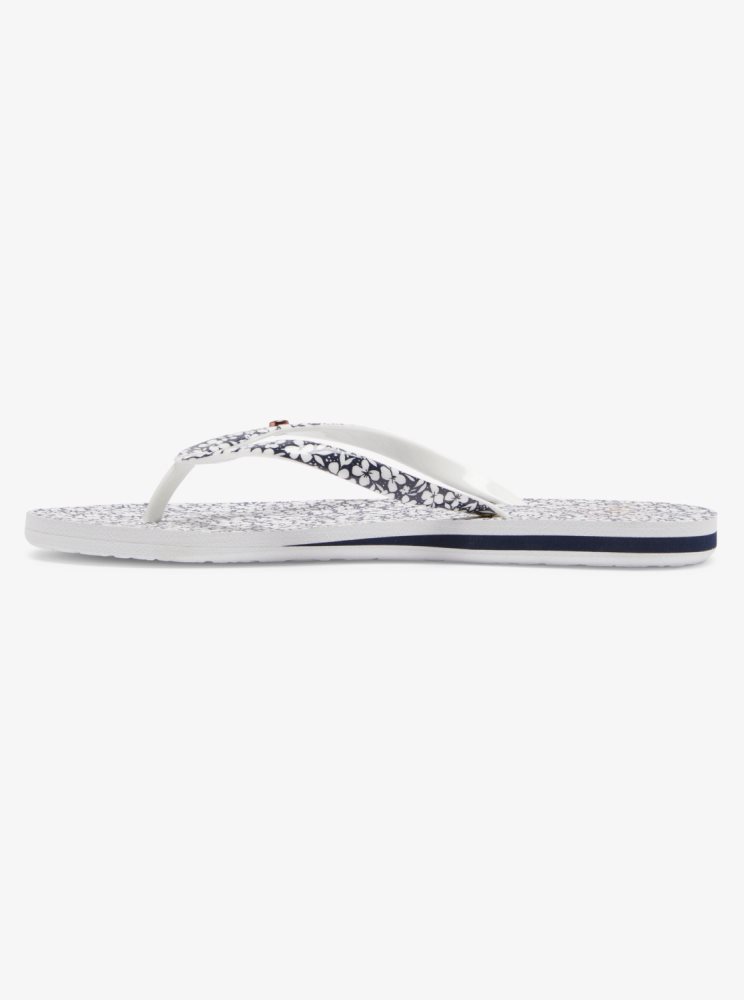 Navy / White Women's Roxy Portofino Flip Flops | USA VLQD-52318