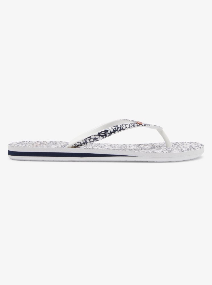 Navy / White Women's Roxy Portofino Flip Flops | USA VLQD-52318