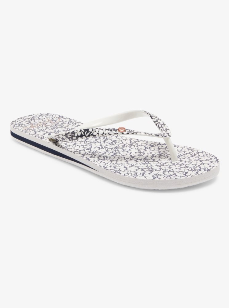 Navy / White Women\'s Roxy Portofino Flip Flops | USA VLQD-52318