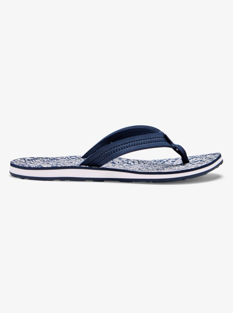 Navy / White Women's Roxy Vista Loreto Flip Flops | USA KRAT-34801