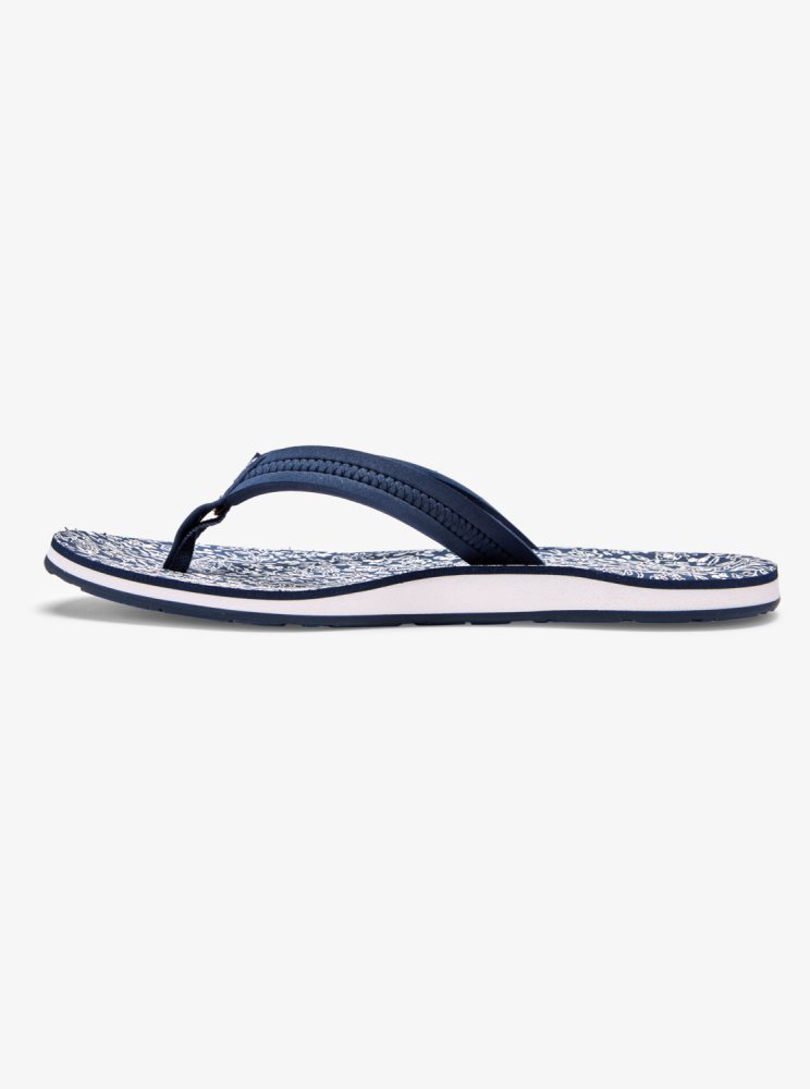 Navy / White Women's Roxy Vista Loreto Flip Flops | USA KRAT-34801