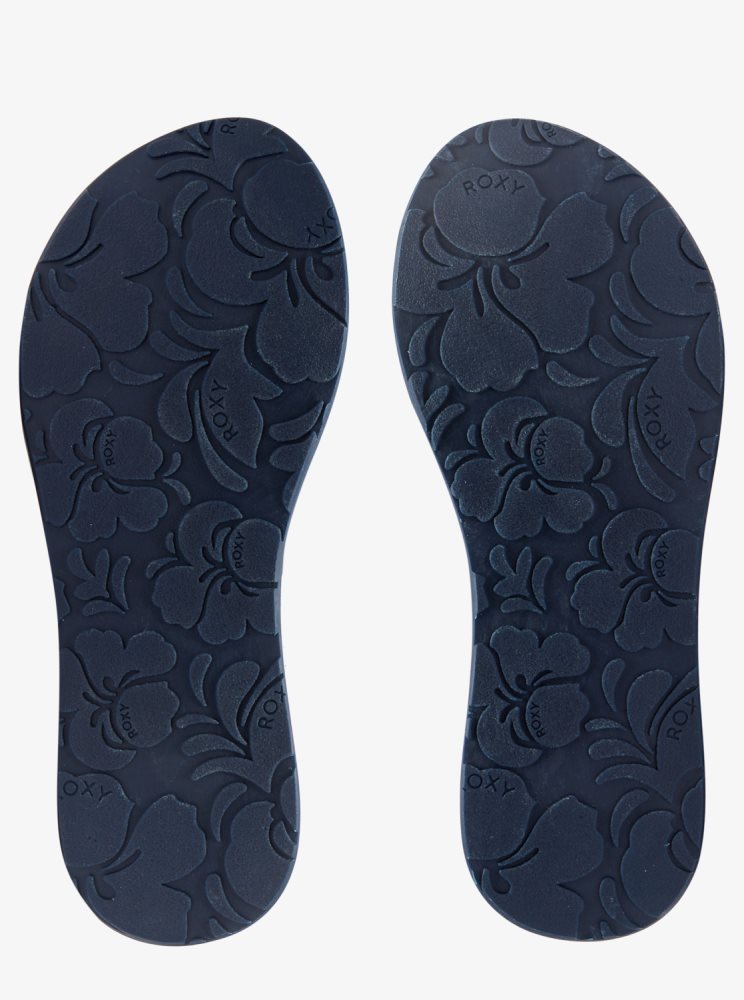 Navy / White Women's Roxy Vista Loreto Flip Flops | USA KRAT-34801