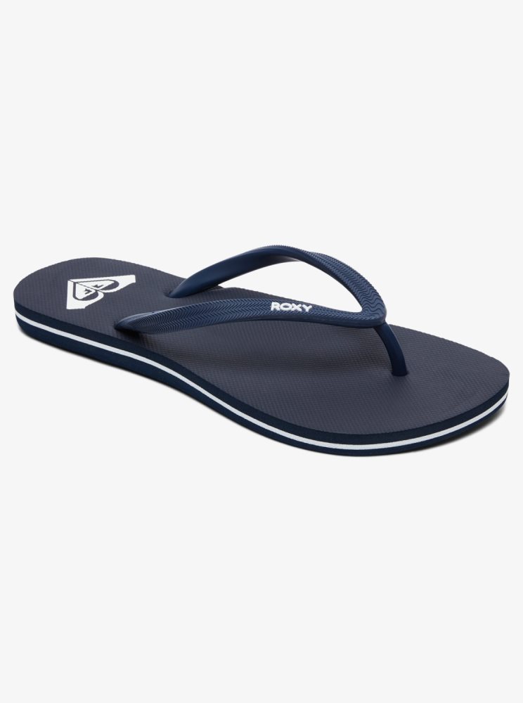 Navy Women's Roxy Azul Basic Flip Flops | USA CBNG-54039