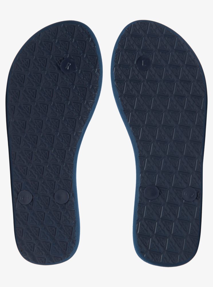 Navy Women's Roxy Viva Stamp Flip Flops | USA SAUE-91672