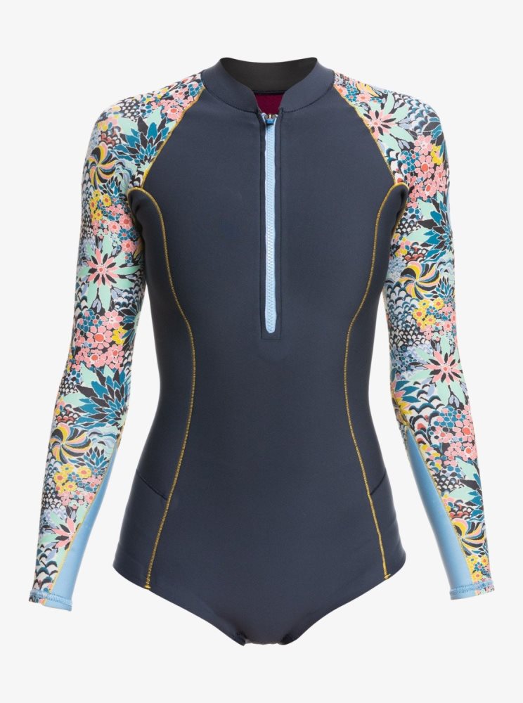 Navy Women's Roxy x LIBERTY 1mm Marine Bloom Front Zip Wetsuit | USA BLTV-73849