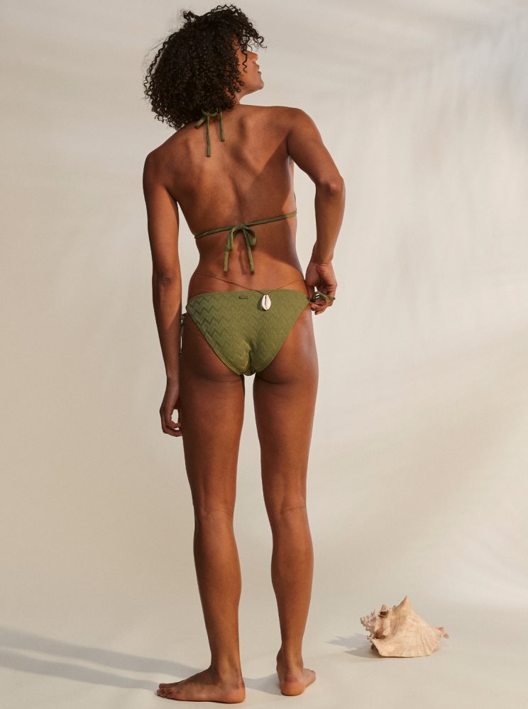 Olive Green Women's Roxy Current Coolness Elongated Triangle Bikini Tops | USA SUXA-81527