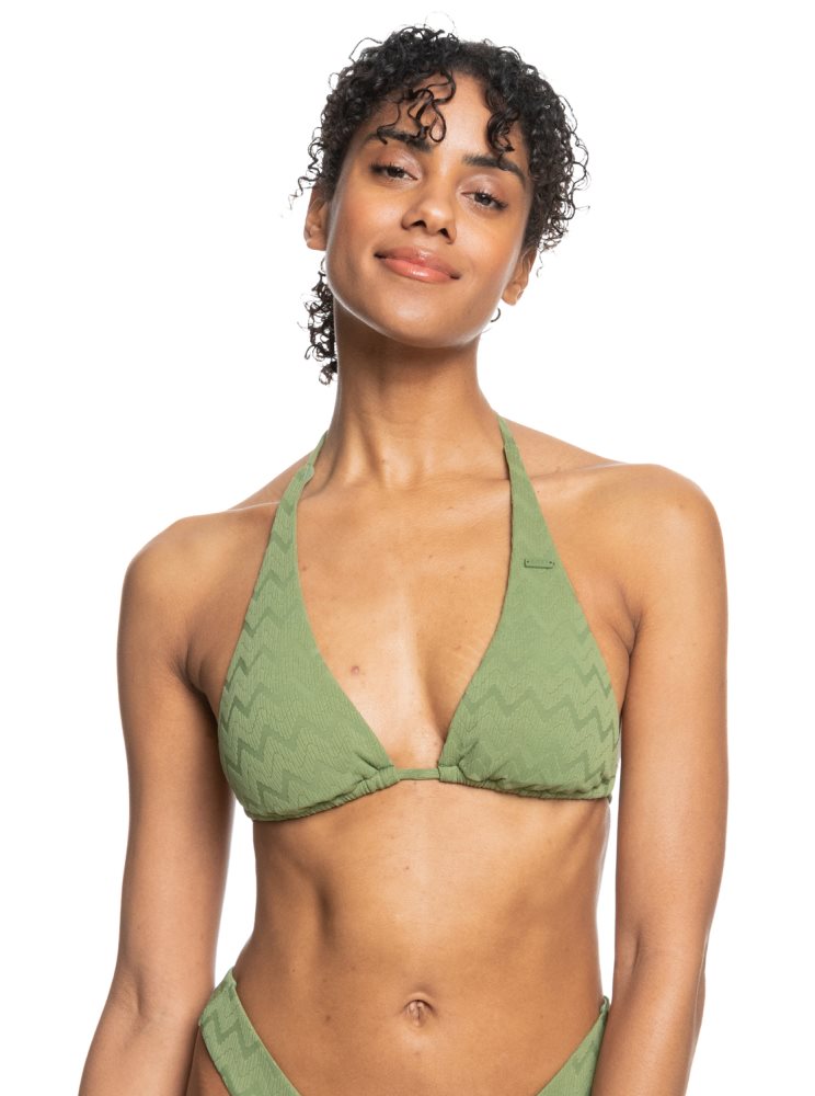 Olive Green Women's Roxy Current Coolness Elongated Triangle Bikini Tops | USA SUXA-81527