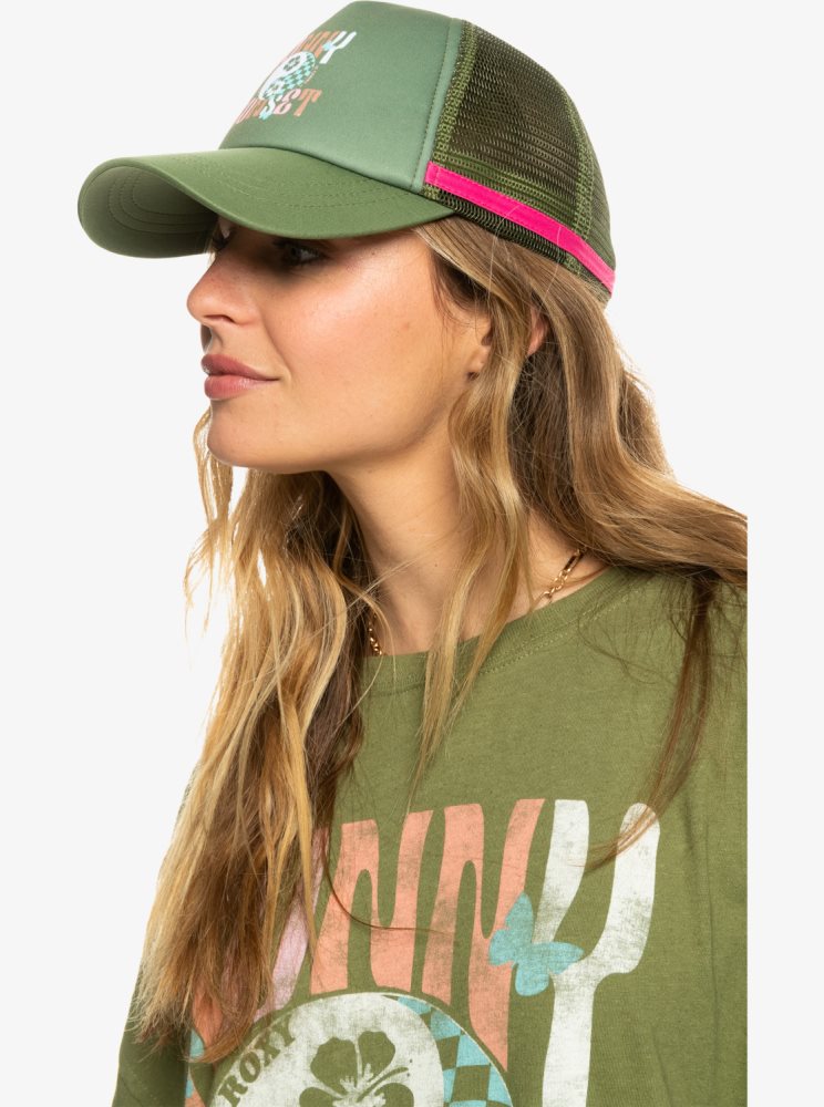 Olive Green Women's Roxy Dig This Trucker Hats | USA FRNB-20659