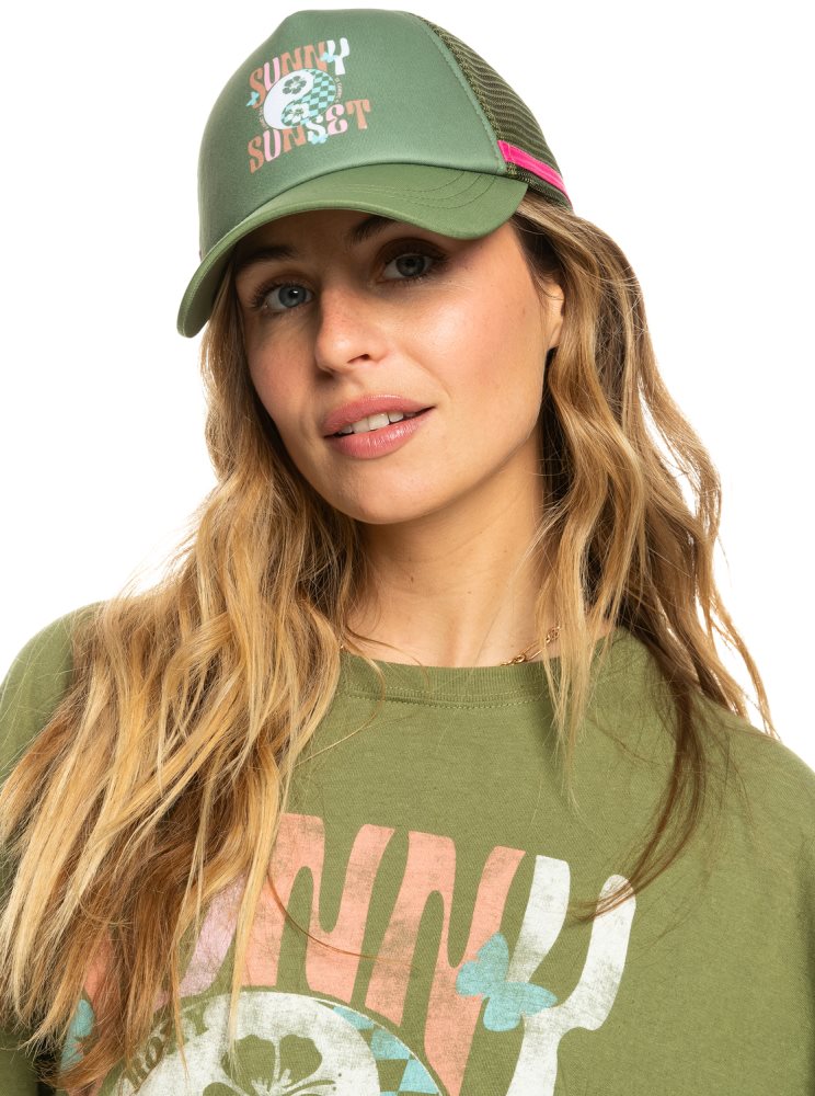 Olive Green Women\'s Roxy Dig This Trucker Hats | USA FRNB-20659