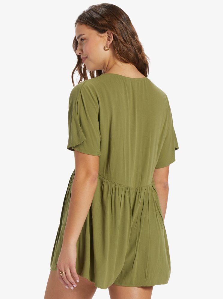 Olive Green Women's Roxy Endless Journey Easy Fit Rompers | USA FSMQ-05274