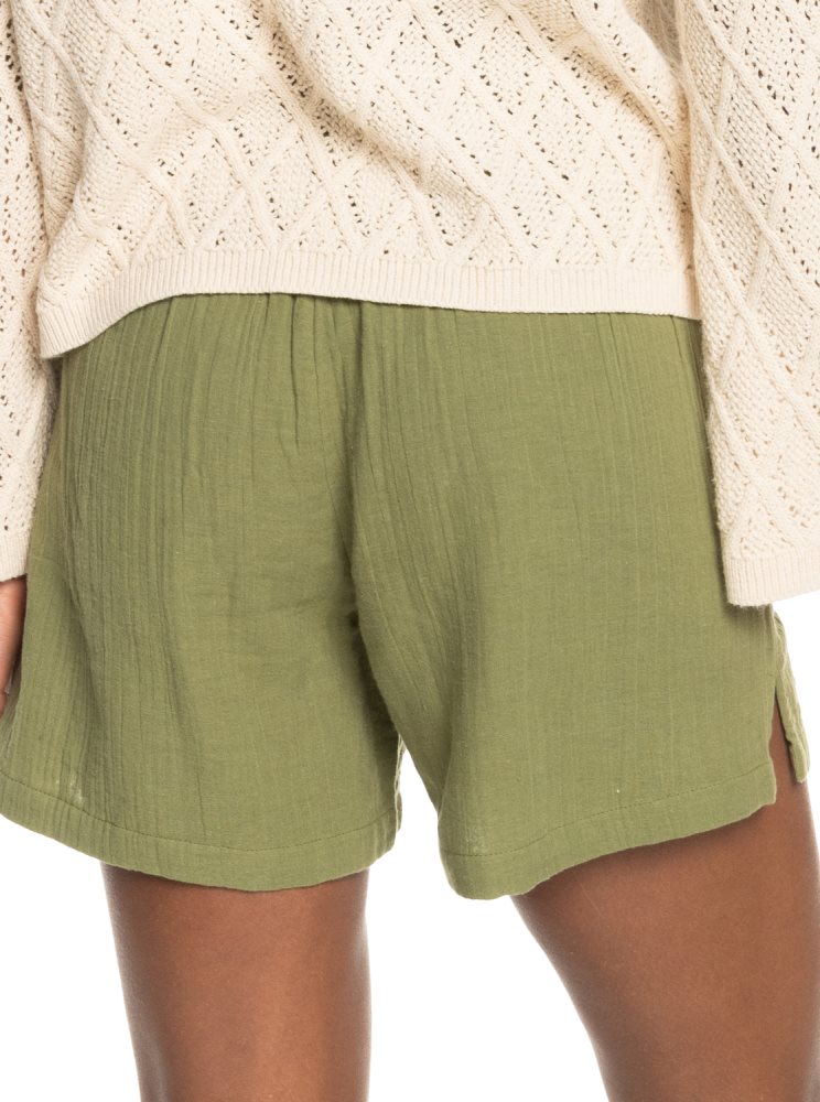 Olive Green Women's Roxy Over The Sun Lightweight Shorts | USA PTKI-71806