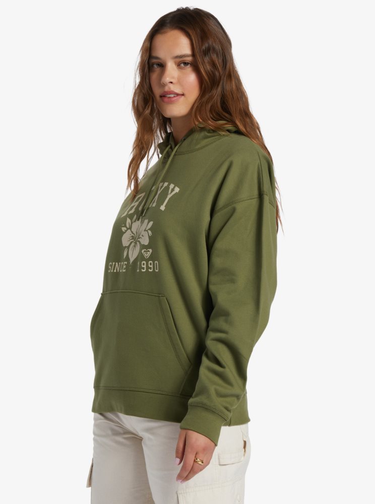 Olive Green Women's Roxy Shoreside Hike B Oversize Hoodie | USA FWDP-90672