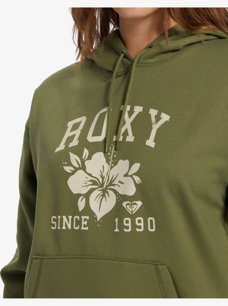 Olive Green Women's Roxy Shoreside Hike B Oversize Hoodie | USA FWDP-90672