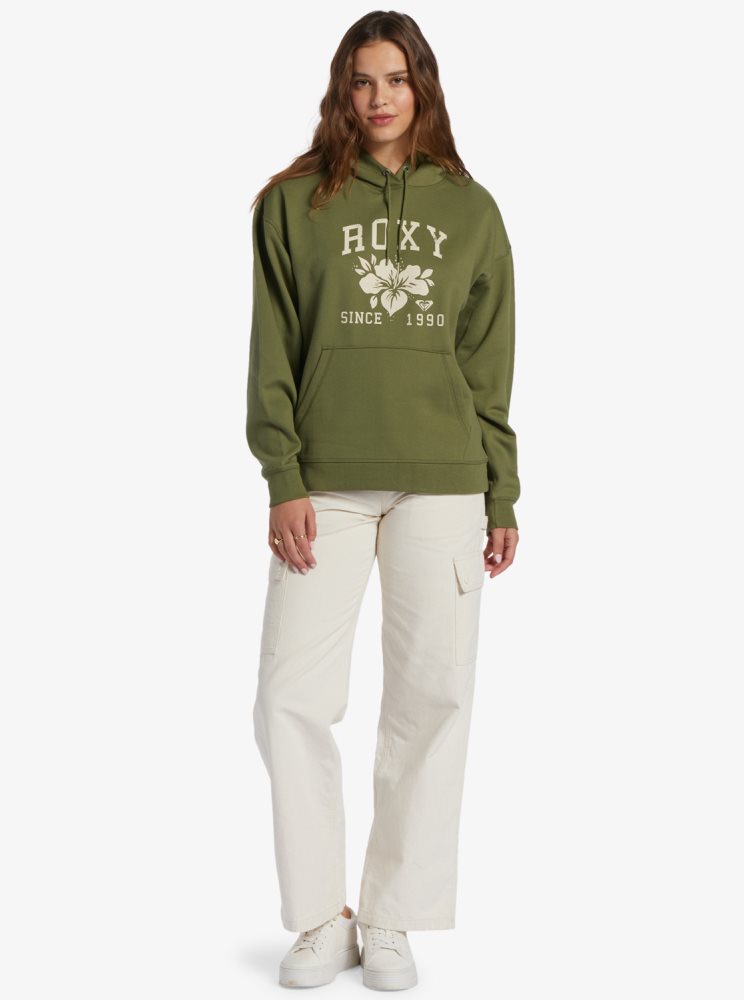 Olive Green Women's Roxy Shoreside Hike B Oversize Hoodie | USA FWDP-90672