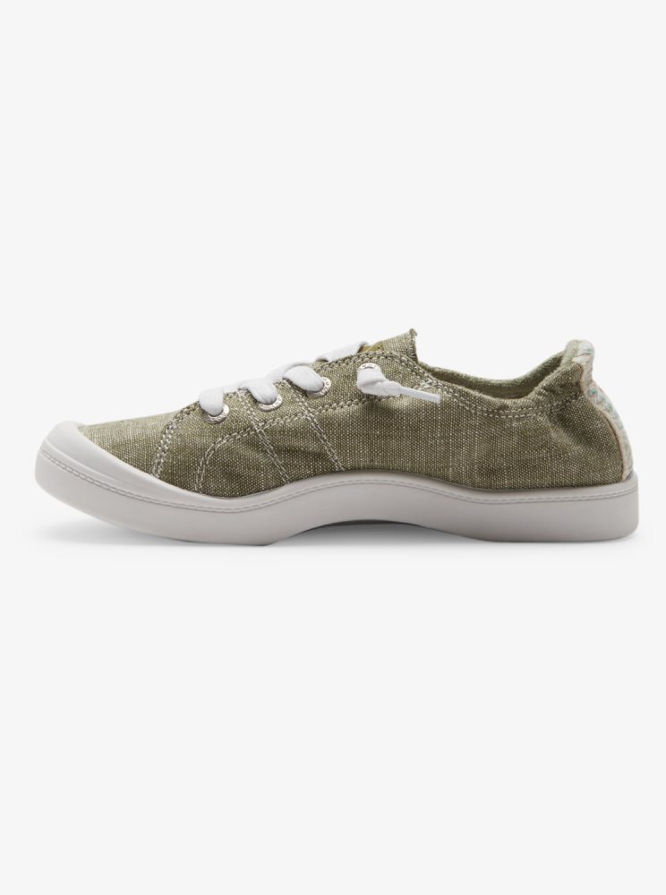 Olive / White Women's Roxy Bayshore Plus Sneakers | USA JGRA-59274