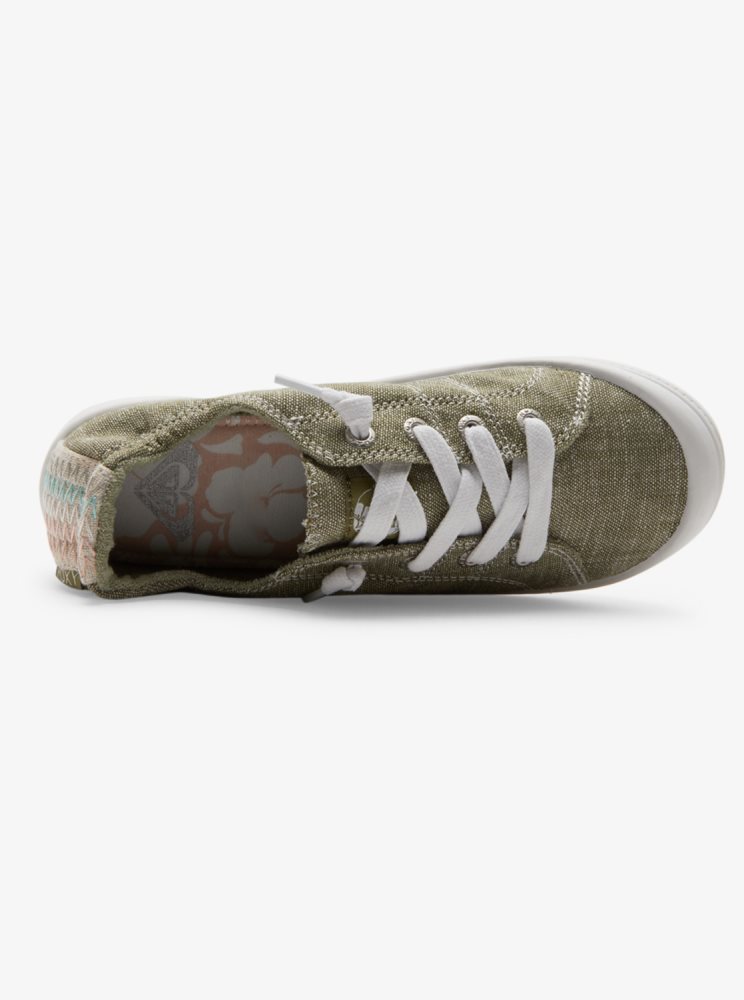 Olive / White Women's Roxy Bayshore Plus Sneakers | USA JGRA-59274