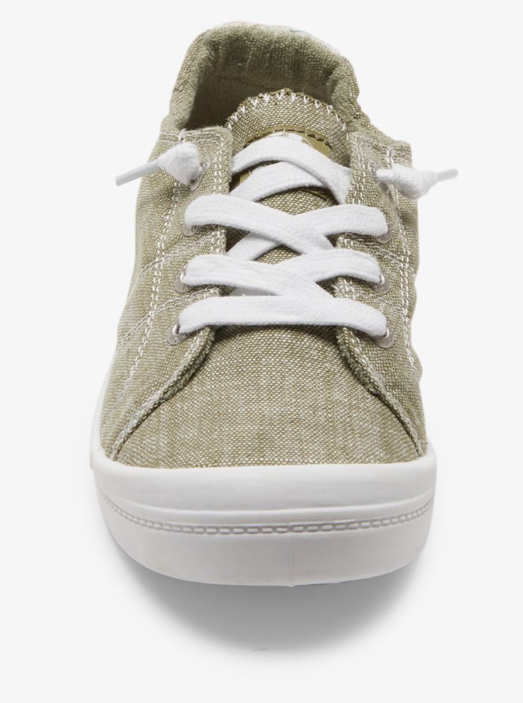 Olive / White Women's Roxy Bayshore Plus Sneakers | USA JGRA-59274