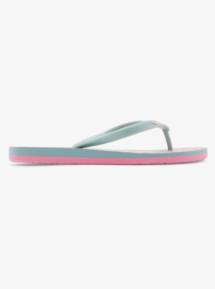 Olive Women's Roxy Tahiti Flip Flops | USA DIJS-23970