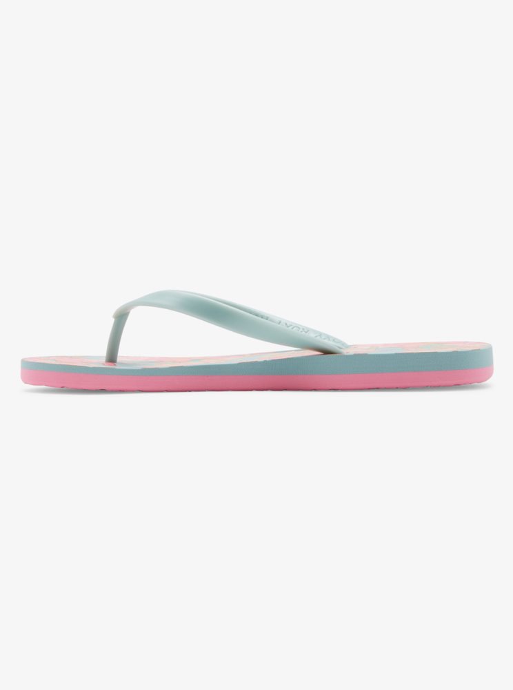 Olive Women's Roxy Tahiti Flip Flops | USA DIJS-23970