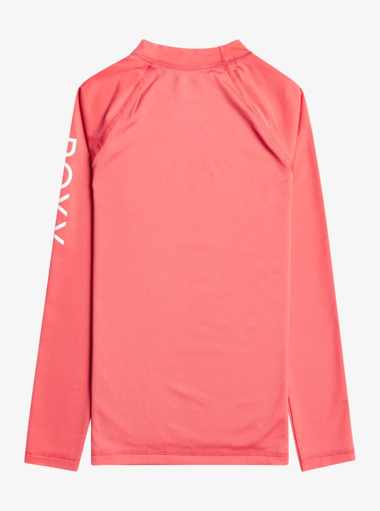 Orange Coral Kids' Roxy 7-16 Whole Hearted Long Sleeve UPF 50 Rashguards | USA NRQV-21850