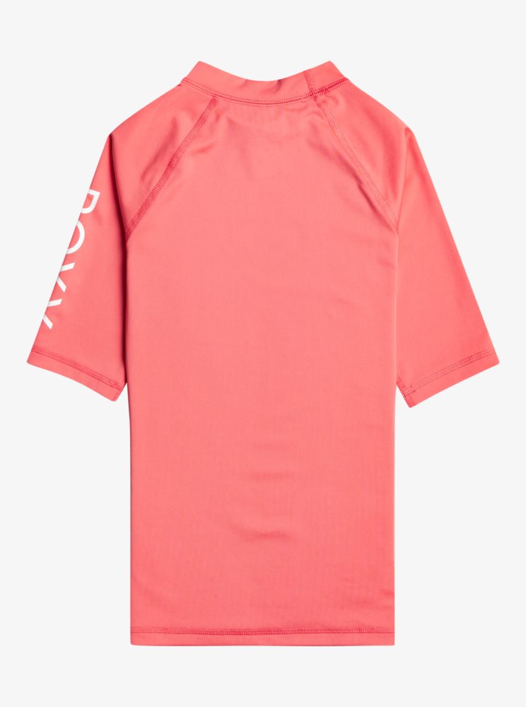 Orange Coral Kids' Roxy 7-16 Wholehearted UPF 50 Short Sleeve Rashguards | USA HOCI-83275