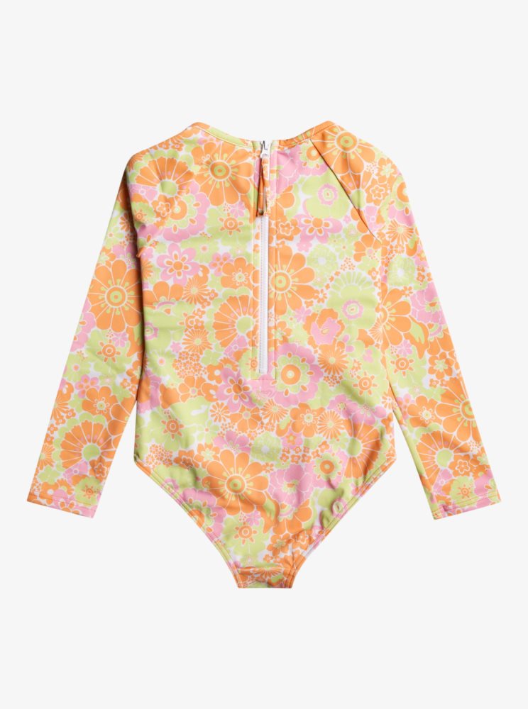 Orange Kids' Roxy 4-16 Happiness Feeling Long Sleeve One-Piece Rashguards | USA MNWH-19854