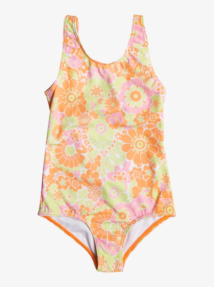 Orange Kids\' Roxy 4-16 Happiness Feeling One Piece Swimsuits | USA UHGF-30956