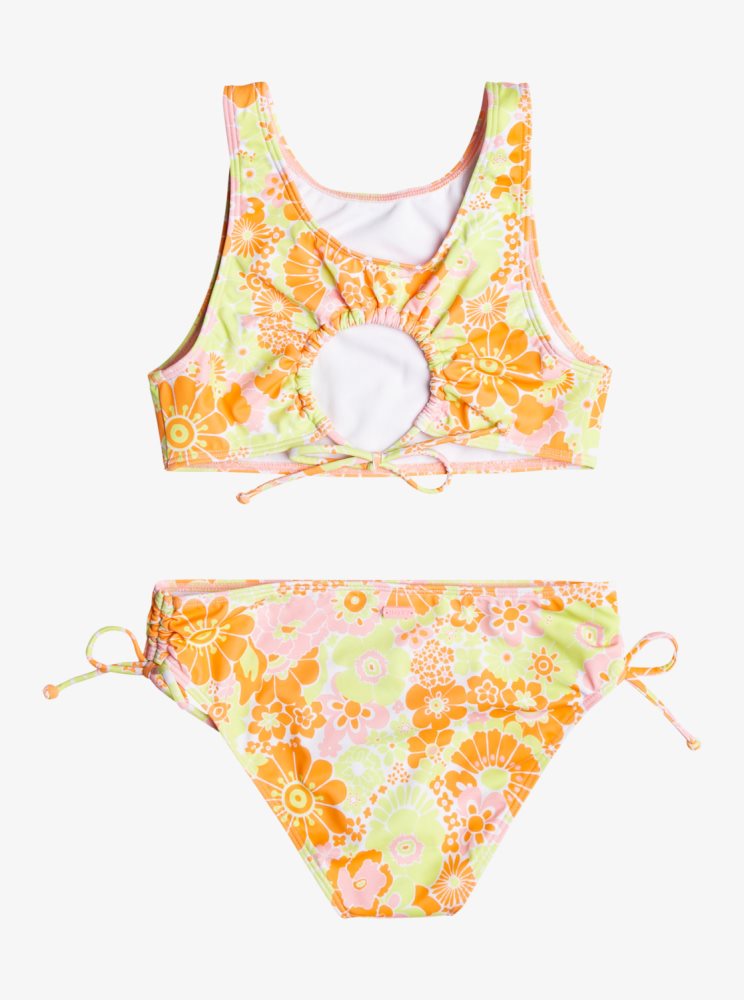 Orange Kids' Roxy 4-16 Last In Paradise Two Piece Crop Top Set Bikinis | USA JIDO-86215