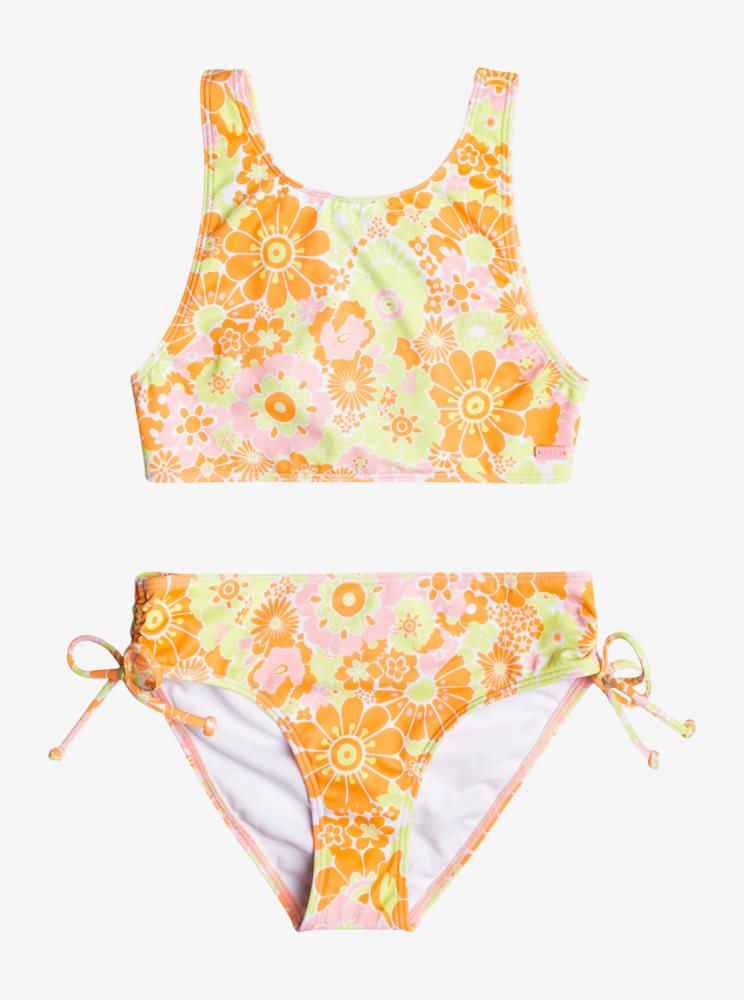 Orange Kids\' Roxy 4-16 Last In Paradise Two Piece Crop Top Set Bikinis | USA JIDO-86215