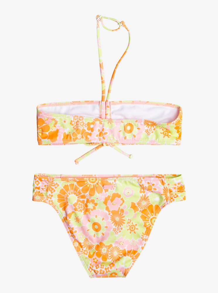 Orange Kids' Roxy 4-16 Last In Paradise Two Piece Bandeau Set Bikinis | USA LPKO-09786