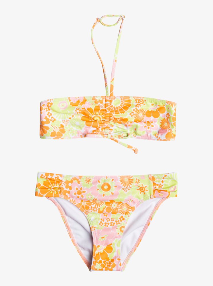 Orange Kids\' Roxy 4-16 Last In Paradise Two Piece Bandeau Set Bikinis | USA LPKO-09786