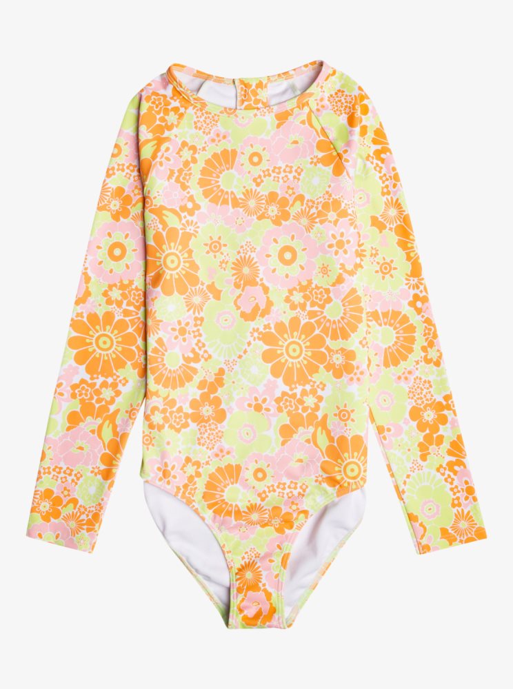 Orange Kids\' Roxy 4-16 Last In Paradise Long Sleeve UPF 50 One Piece Swimsuits | USA RKHM-57389