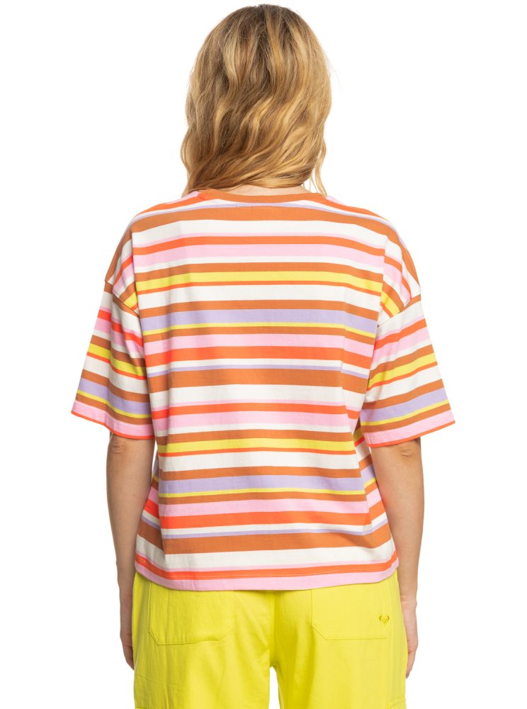 Orange Stripes Women's Roxy Surf.Kind.Kate. T Shirts | USA GKTQ-48709