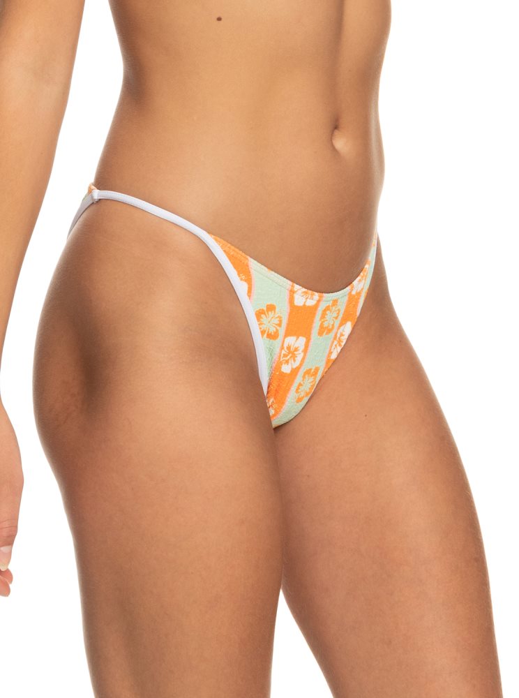 Orange Stripes Women's Roxy Wavy Babe Cheeky Bikini Bottoms | USA JXVH-09583