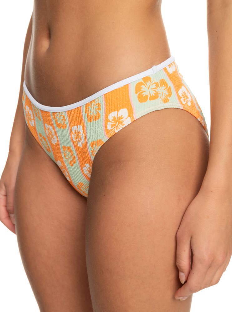 Orange Stripes Women's Roxy Wavy Babe Hipster Bikini Bottoms | USA LNRC-32146