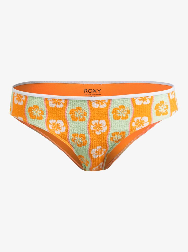 Orange Stripes Women's Roxy Wavy Babe Hipster Bikini Bottoms | USA LNRC-32146