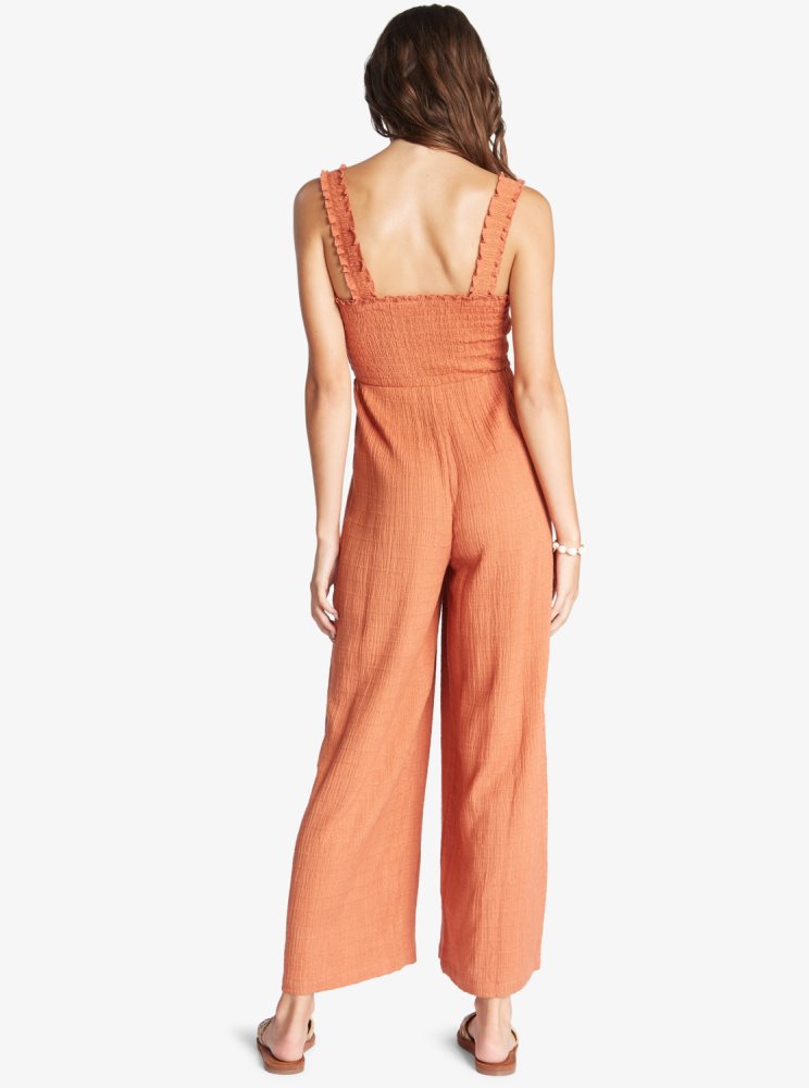 Orange Women's Roxy Adventure Bound Woven Tank Jumpsuit | USA LSUO-43765