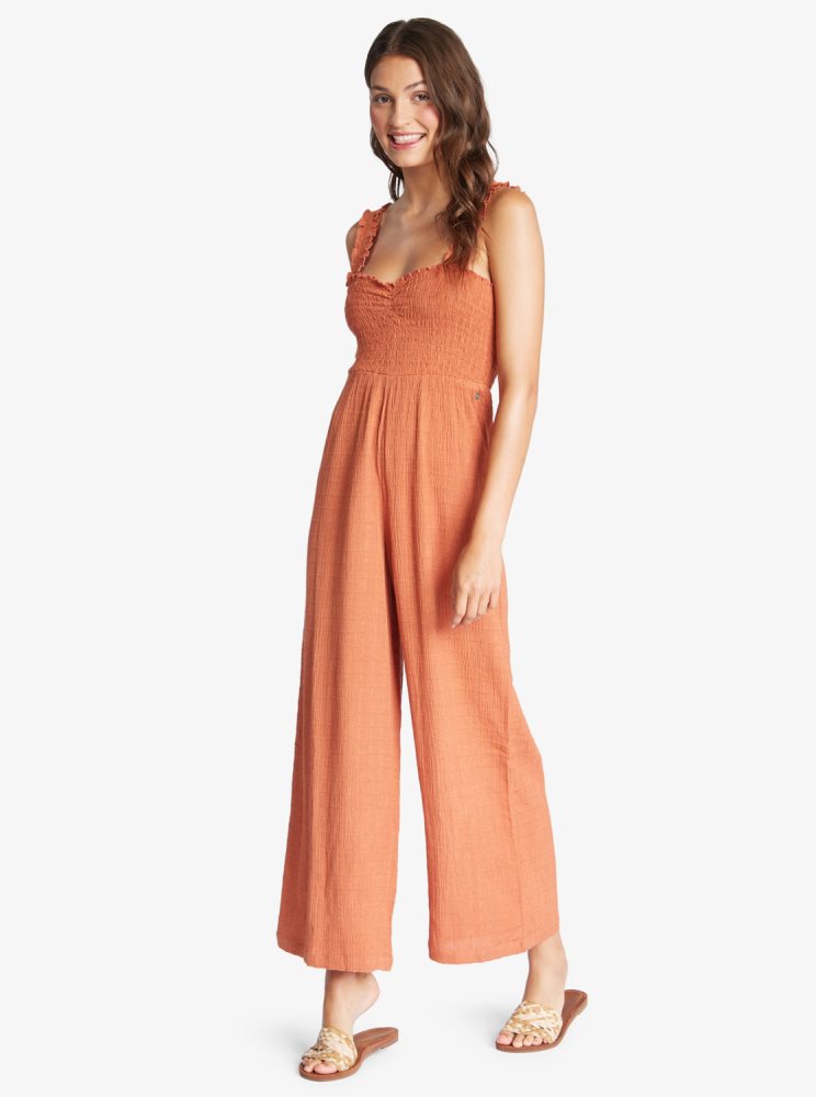 Orange Women's Roxy Adventure Bound Woven Tank Jumpsuit | USA LSUO-43765