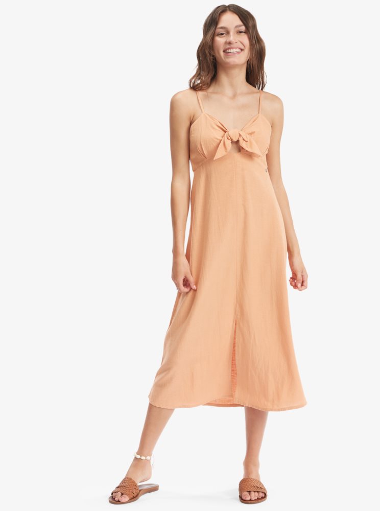 Orange Women's Roxy Bittersweet Step Midi Dress | USA WFIO-28759