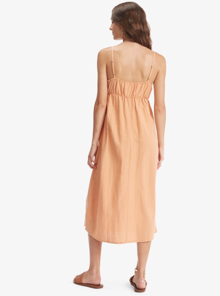 Orange Women's Roxy Bittersweet Step Midi Dress | USA WFIO-28759